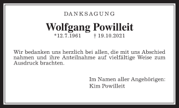 Traueranzeige von Wolfgang Powilleit von Wetterauer Zeitung