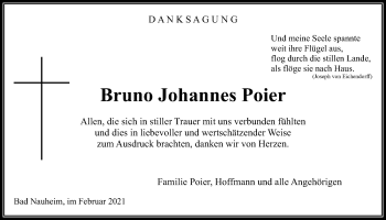 Traueranzeige von Bruno Johannes Poier von Wetterauer Zeitung