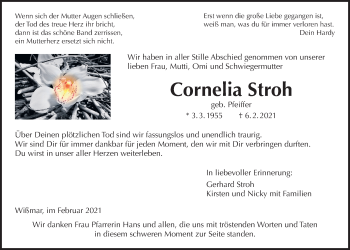 Traueranzeige von Cornelia Stroh von Giessener Allgemeine, Alsfelder Allgemeine