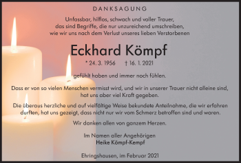 Traueranzeige von Eckhard Kömpf von Alsfelder Allgemeine