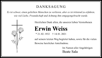 Traueranzeige von Erwin Weiss von Bad Vilbel/Karben