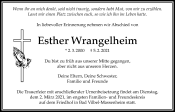 Traueranzeige von Esther Wrangelheim von Bad Vilbel/Karben