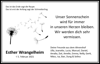 Traueranzeige von Esther Wrangelheim von Bad Vilbel/Karben