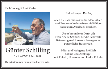 Traueranzeige von Günter Schilling von Bad Vilbel/Karben