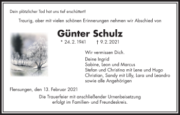 Traueranzeige von Günter Schulz von Alsfelder Allgemeine