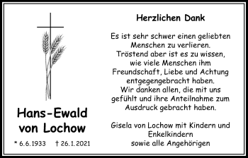 Traueranzeige von Hans-Ewald von Lochow von Bad Vilbel/Karben
