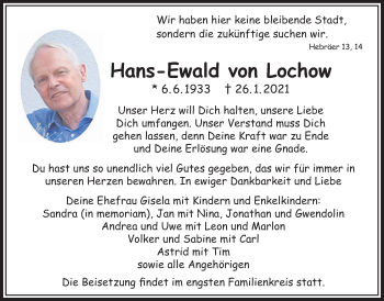 Traueranzeige von Hans-Ewald von Lochow von Bad Vilbel/Karben