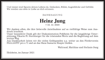 Traueranzeige von Heinz Jung von Pohlheimer Nachrichten