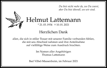 Traueranzeige von Helmut Lattemann von Bad Vilbel/Karben