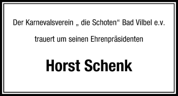 Traueranzeige von Horst Schenk von Bad Vilbel/Karben