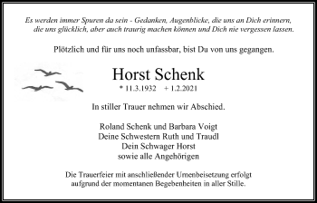 Traueranzeige von Horst Schenk von Wetterauer Zeitung