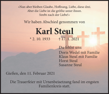 Traueranzeige von Karl Steul von Licher Wochenblatt
