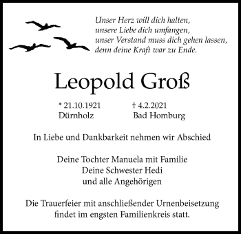 Traueranzeige von Leopold Groß von Bad Vilbel/Karben