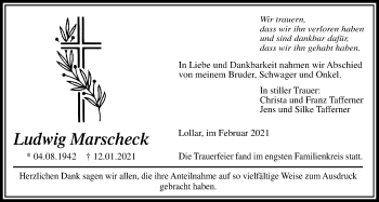 Traueranzeige von Ludwig Marscheck von Giessener Allgemeine, Alsfelder Allgemeine