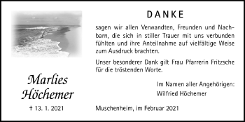Traueranzeige von Marlies Höchemer von Licher Wochenblatt