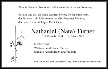 Traueranzeige von Nathaniel Turner von Bad Vilbel/Karben