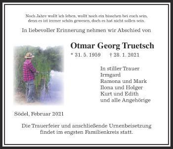 Traueranzeige von Otmar Georg Truetsch von Wetterauer Zeitung