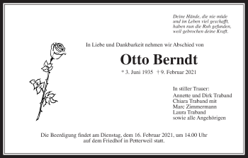 Traueranzeige von Otto Berndt von Wetterauer Zeitung