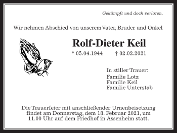 Traueranzeige von Rolf-Dieter Keil von Wetterauer Zeitung