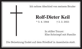 Traueranzeige von Rolf-Dieter Keil von Wetterauer Zeitung