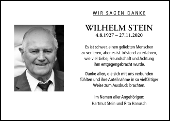 Traueranzeige von Wilhelm Stein von Licher Wochenblatt