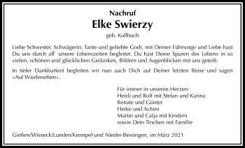 Traueranzeige von Elke Swierzy von Licher Wochenblatt