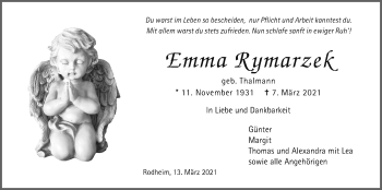 Traueranzeige von Emma Rymarzek von Wetterauer Zeitung