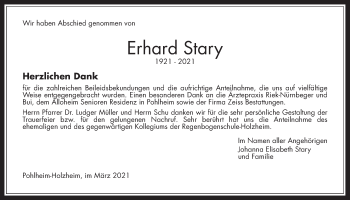 Traueranzeige von Erhard Stary von Pohlheimer Nachrichten