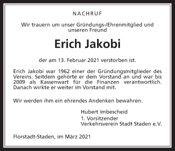 Traueranzeige von Erich Jakobi von Wetterauer Zeitung