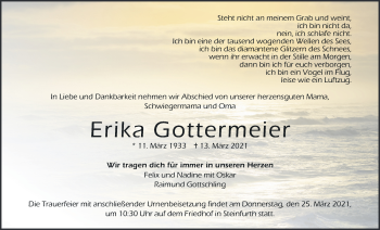Traueranzeige von Erika Gottermeier von Wetterauer Zeitung