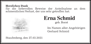 Traueranzeige von Erna Schmid von Giessener Allgemeine, Alsfelder Allgemeine