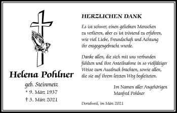 Traueranzeige von Helena Pohlner von Bad Vilbel/Karben