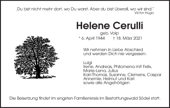 Traueranzeige von Helene Cerulli von Wetterauer Zeitung