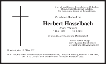 Traueranzeige von Herbert Hasselbach von Wetterauer Zeitung