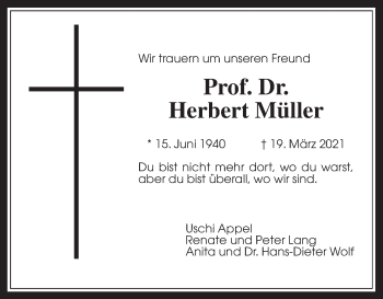 Traueranzeige von Herbert Müller von Wetterauer Zeitung