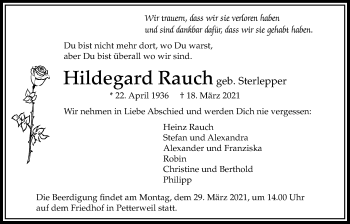 Traueranzeige von Hildegard Rauch von Bad Vilbel/Karben
