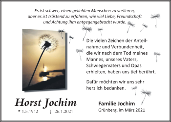 Traueranzeige von Horst Jochim von Giessener Allgemeine, Alsfelder Allgemeine