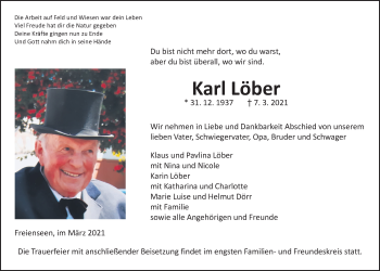 Traueranzeige von Karl Löber von Laubacher Anzeiger
