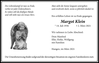 Traueranzeige von Margot Klein von Licher Wochenblatt