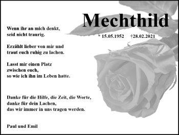 Traueranzeige von Mechthild Seichter von Giessener Allgemeine, Alsfelder Allgemeine