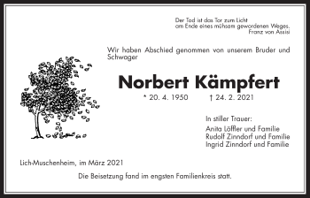 Traueranzeige von Norbert Kämpfert von Licher Wochenblatt