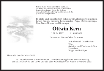 Traueranzeige von Ottwin Kern von Wetterauer Zeitung