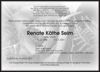 Traueranzeige von Renate Käthe Seim von Alsfelder Allgemeine