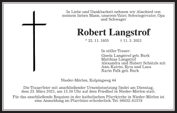 Traueranzeige von Robert Langstrof von Wetterauer Zeitung