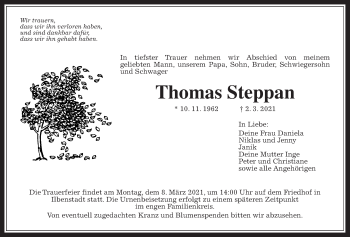 Traueranzeige von Thomas Steppan von Wetterauer Zeitung