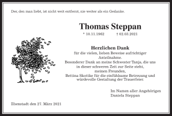 Traueranzeige von Thomas Steppan von Wetterauer Zeitung