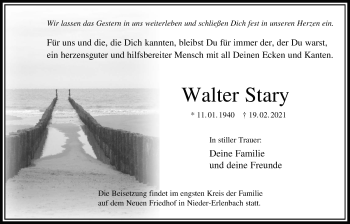 Traueranzeige von Walter Stary von Bad Vilbel/Karben