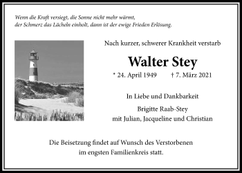 Traueranzeige von Walter Stey von Wetterauer Zeitung