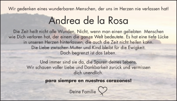 Traueranzeige von Andrea de la Rosa von Wetterauer Zeitung