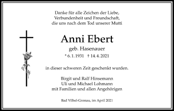 Traueranzeige von Anni Ebert von Bad Vilbel/Karben